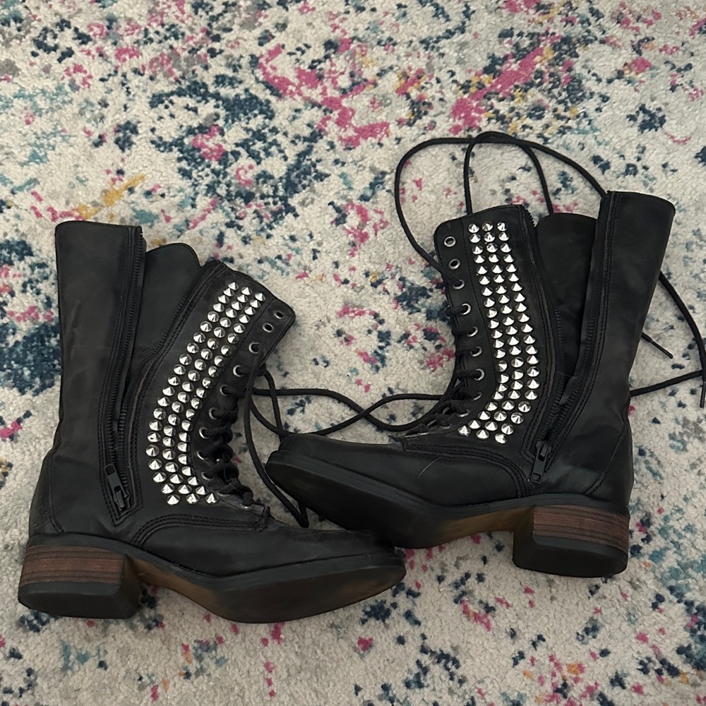 Studded Black Combat Boots Steve Madden
